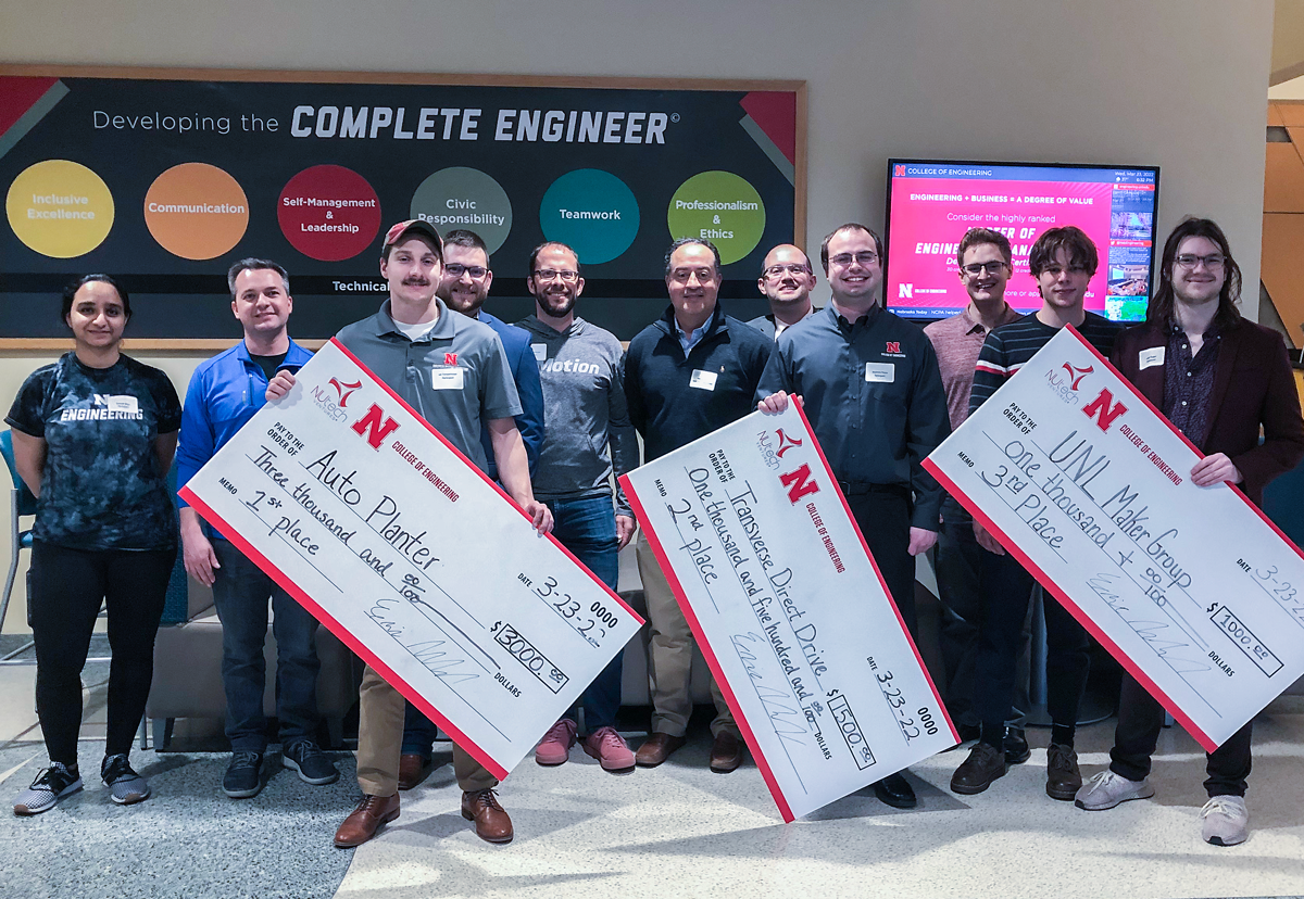 Ian Tempelmeyer won first place at the 2022 Engineering Pitch Competition in March with his Flex-Ro auto planter concept. The competition is hosted by the College of Engineering and NUtech Ventures.