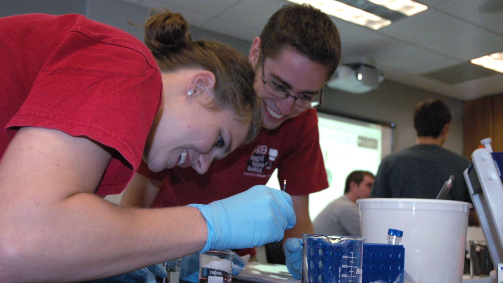 Students working on lab project