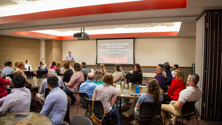 Mark Stone, Department Head and Professor, delivered the opening remarks at the graduation celebration